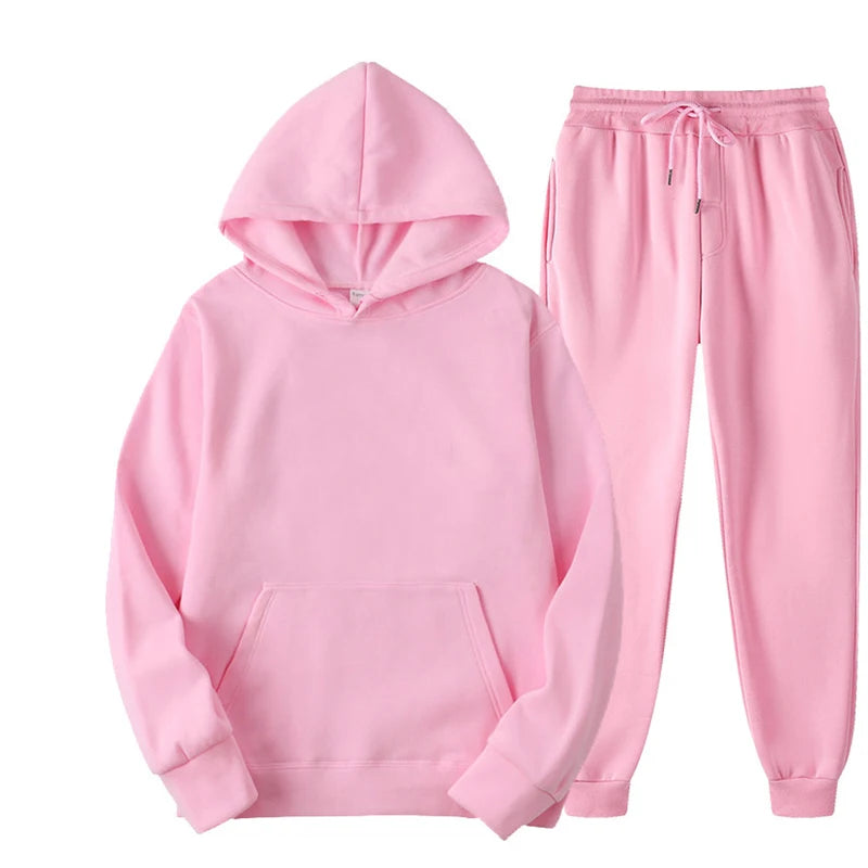 Women's 2-Piece Fitness Tracksuit - Hoodie & High Waist Sweatpants Set