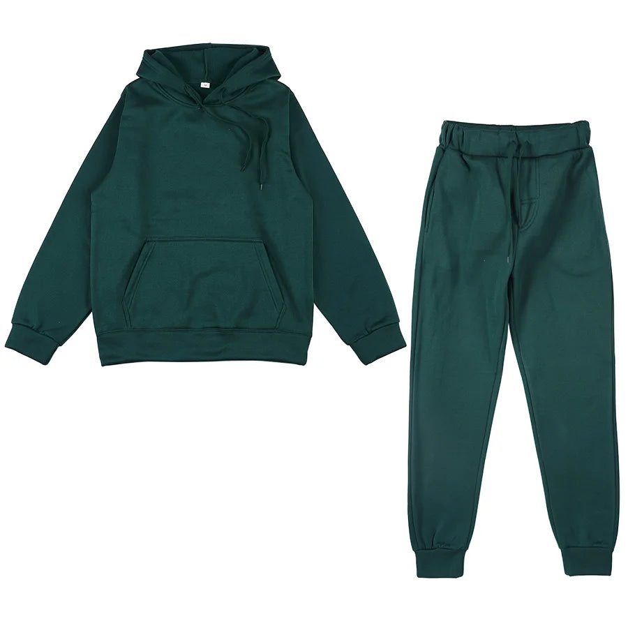 Women's 2-Piece Fitness Tracksuit - Hoodie & High Waist Sweatpants Set