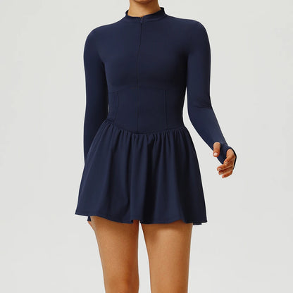 Women's Yoga Jumpsuit with Shorts - Long Sleeve Push Up Fitness Bodysuit