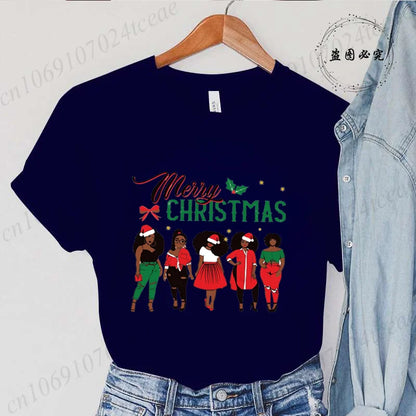 Merry Christmas Women’s Tee – Y2K Aesthetic Santa Print, Funny Holiday Shirt, Casual Winter Style