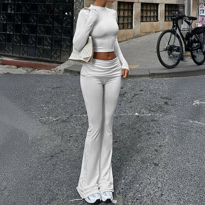 KaiKuo Sporty Chic Long Sleeve T-Shirt Yoga Pants Women's Set