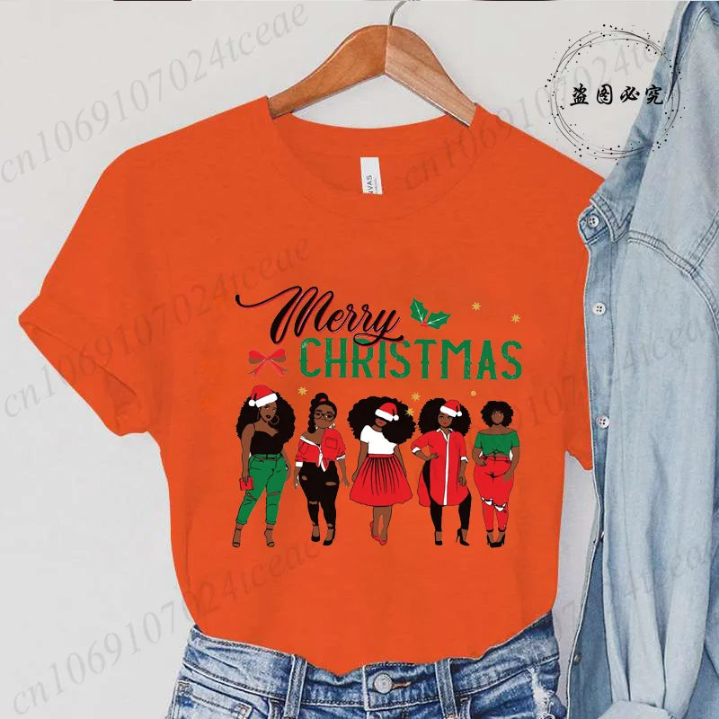 Merry Christmas Women’s Tee – Y2K Aesthetic Santa Print, Funny Holiday Shirt, Casual Winter Style