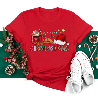 Women’s Holiday Santa Graphic Tee – Merry Christmas Casual Top