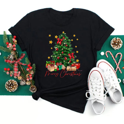 Women’s Holiday Santa Graphic Tee – Merry Christmas Casual Top