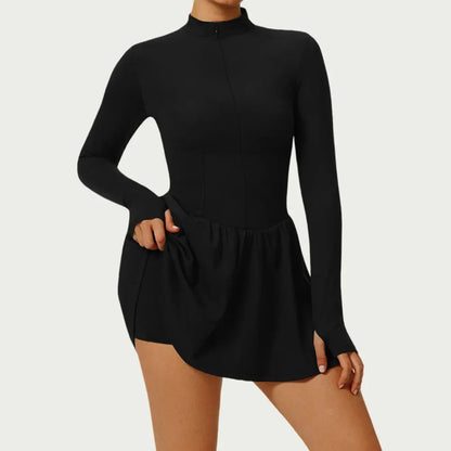 Women's Yoga Jumpsuit with Shorts - Long Sleeve Push Up Fitness Bodysuit