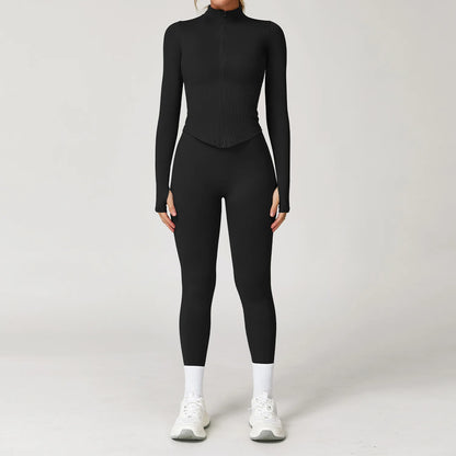 Seamless Yoga Set 2/3/4 Pieces - Women's Gym Clothes with Long Sleeve Top