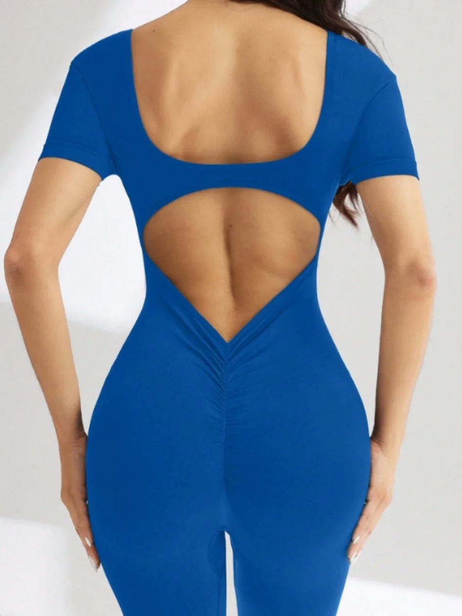 Seamless U-Neck Fitness Bodysuit - Hip Lifting Gym Jumpsuit for Women