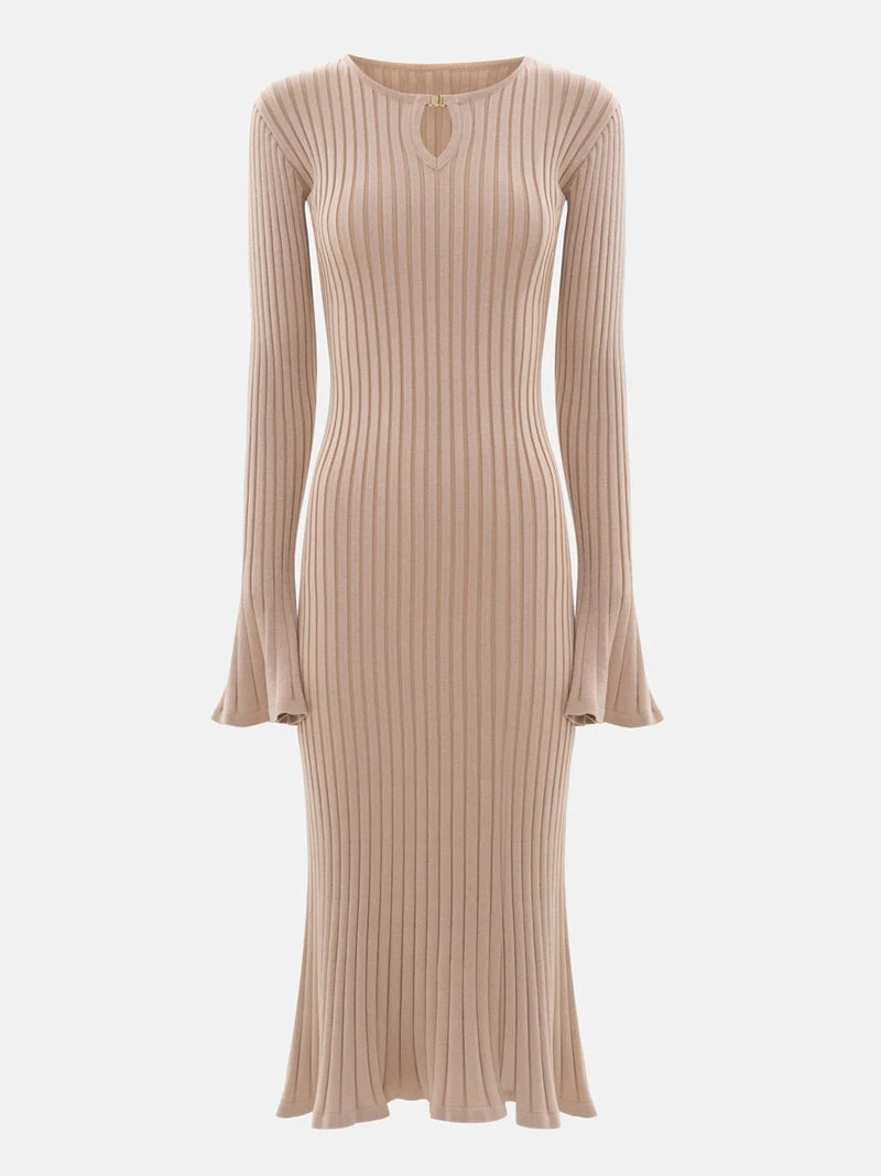 DGLUKE Women’s Ribbed Knit Bodycon Sweater Dress – Long Sleeve Elegant Midi Dress for Fall/Winter, Work, Formal Events & Christmas Parties