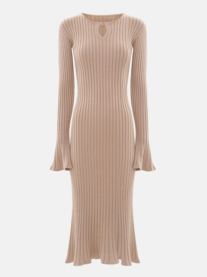 DGLUKE Women’s Ribbed Knit Bodycon Sweater Dress – Long Sleeve Elegant Midi Dress for Fall/Winter, Work, Formal Events & Christmas Parties