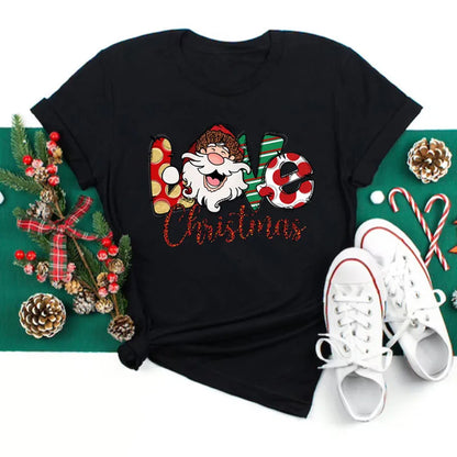 Women’s Holiday Santa Graphic Tee – Merry Christmas Casual Top