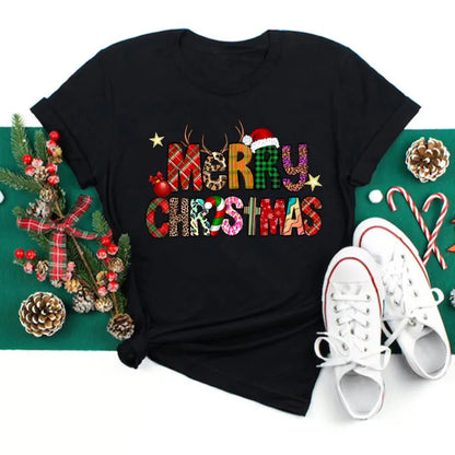 Women’s Holiday Santa Graphic Tee – Merry Christmas Casual Top