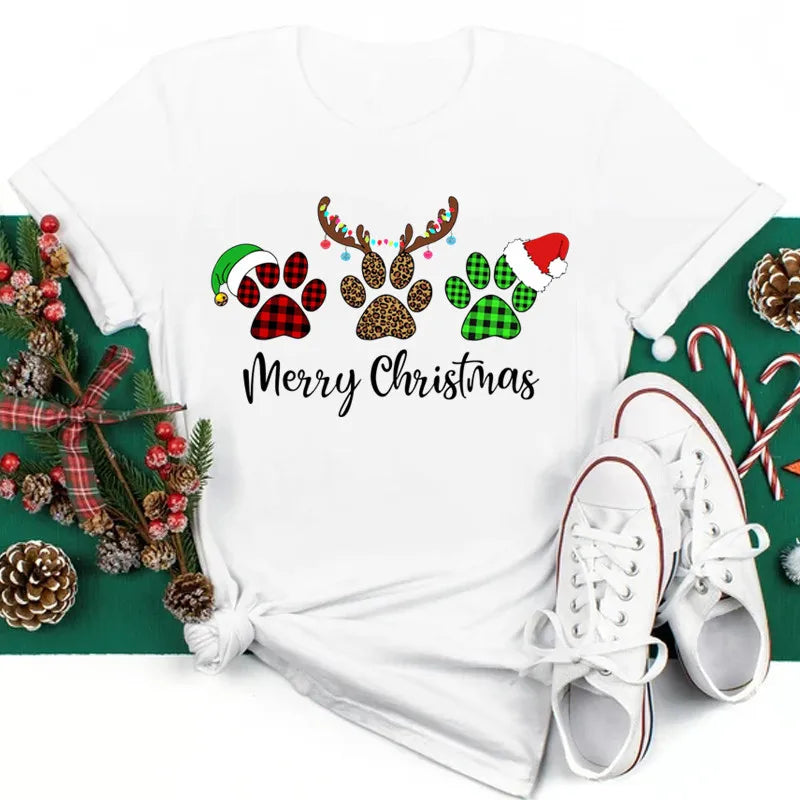 Women’s Holiday Santa Graphic Tee – Merry Christmas Casual Top