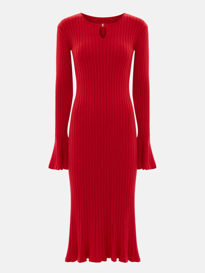 DGLUKE Women’s Ribbed Knit Bodycon Sweater Dress – Long Sleeve Elegant Midi Dress for Fall/Winter, Work, Formal Events & Christmas Parties