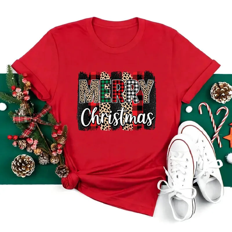 Women’s Holiday Santa Graphic Tee – Merry Christmas Casual Top
