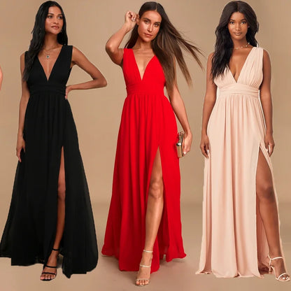 Sexy Backless Mesh Maxi Dress for Women – Long Bodycon Summer Dress in Red | Elegant Christmas Party, Bridesmaid & Evening Gown