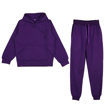 Women's 2-Piece Fitness Tracksuit - Hoodie & High Waist Sweatpants Set