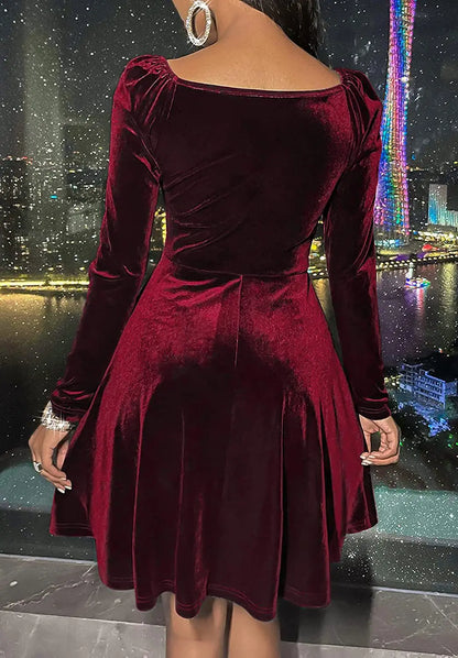 Women’s Long Sleeve Deep V-Neck Elegant Dress – 2025 Slim Holiday & Christmas Party Outfit