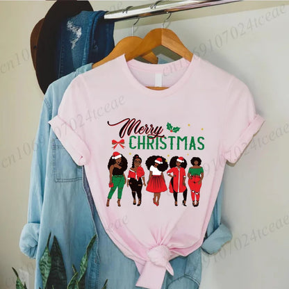 Merry Christmas Women’s Tee – Y2K Aesthetic Santa Print, Funny Holiday Shirt, Casual Winter Style