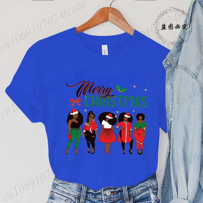 Merry Christmas Women’s Tee – Y2K Aesthetic Santa Print, Funny Holiday Shirt, Casual Winter Style