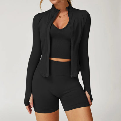 Seamless Yoga Set 2/3/4 Pieces - Women's Gym Clothes with Long Sleeve Top