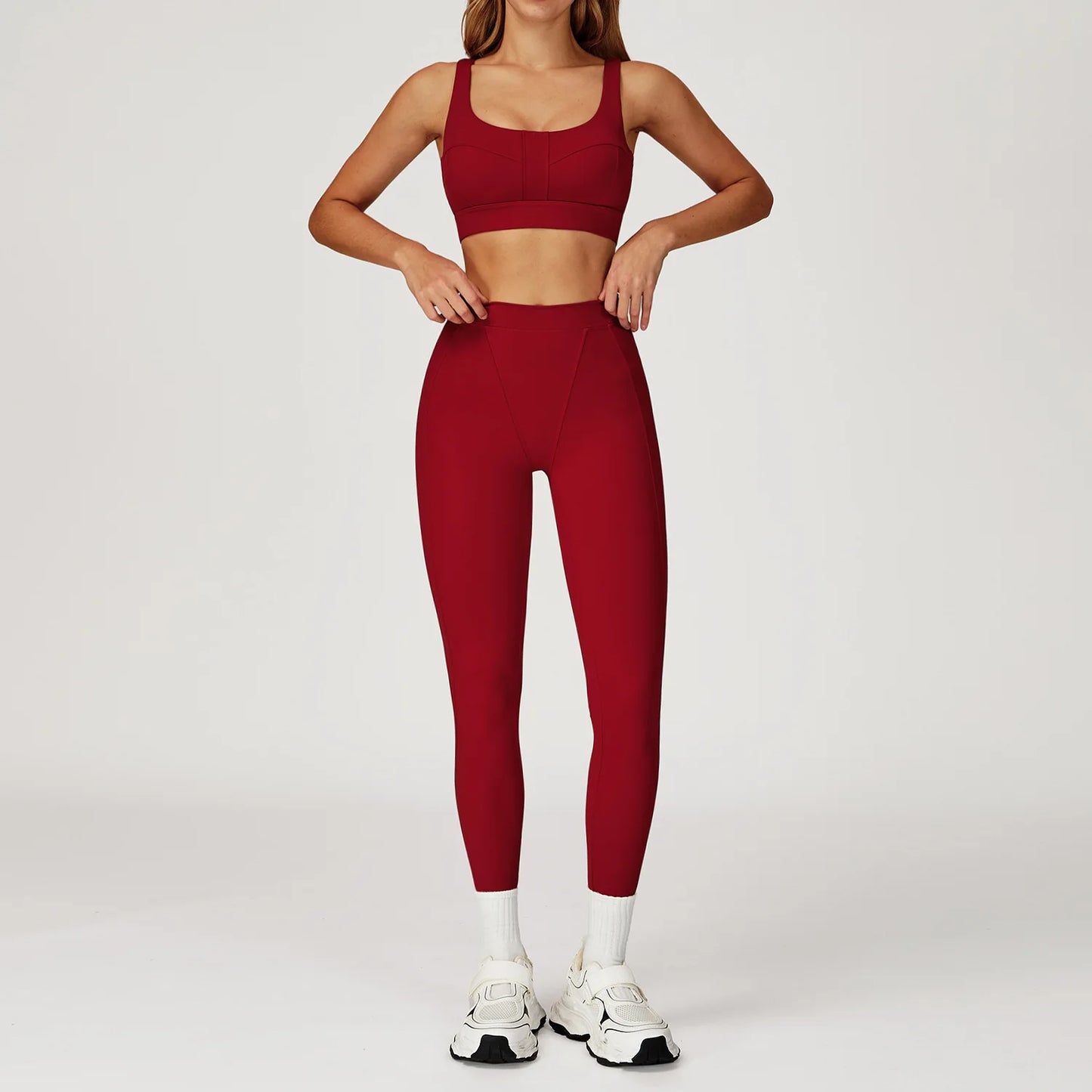 Women's 2-Piece Yoga Set - Long Sleeve Sports Bra & Leggings