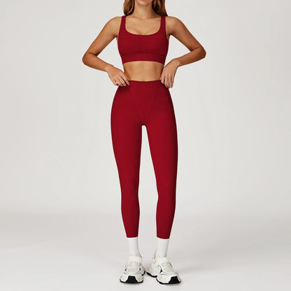 Women's 2-Piece Yoga Set - Long Sleeve Sports Bra & Leggings