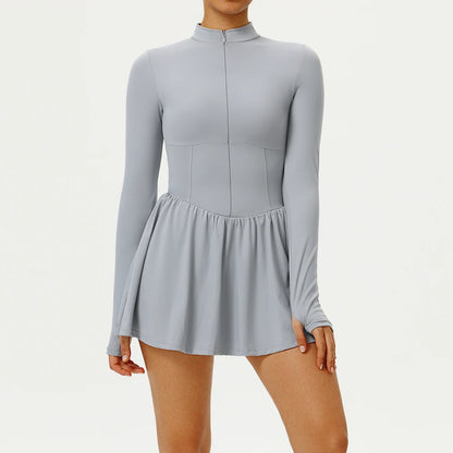 Women's Yoga Jumpsuit with Shorts - Long Sleeve Push Up Fitness Bodysuit