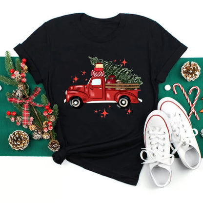 Women’s Holiday Santa Graphic Tee – Merry Christmas Casual Top