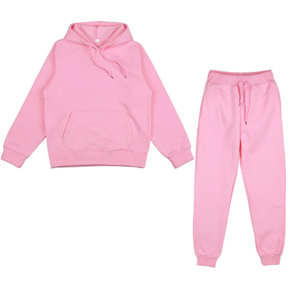 Women's 2-Piece Fitness Tracksuit - Hoodie & High Waist Sweatpants Set